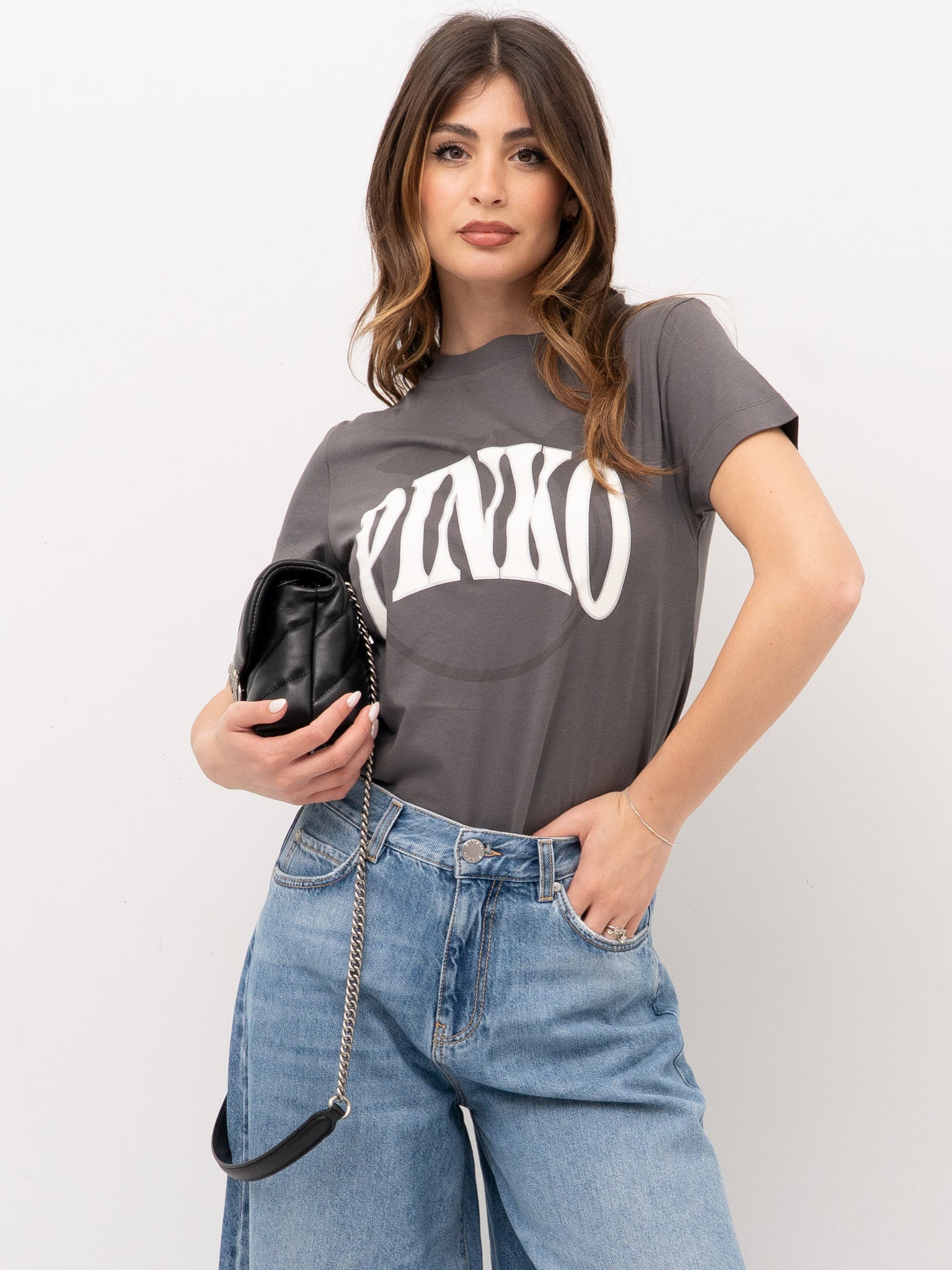 Tシャツ・カットソー PINKO Woman T-Shirt Grey 101752A2CT I63 101752A2CT-I63-AA04