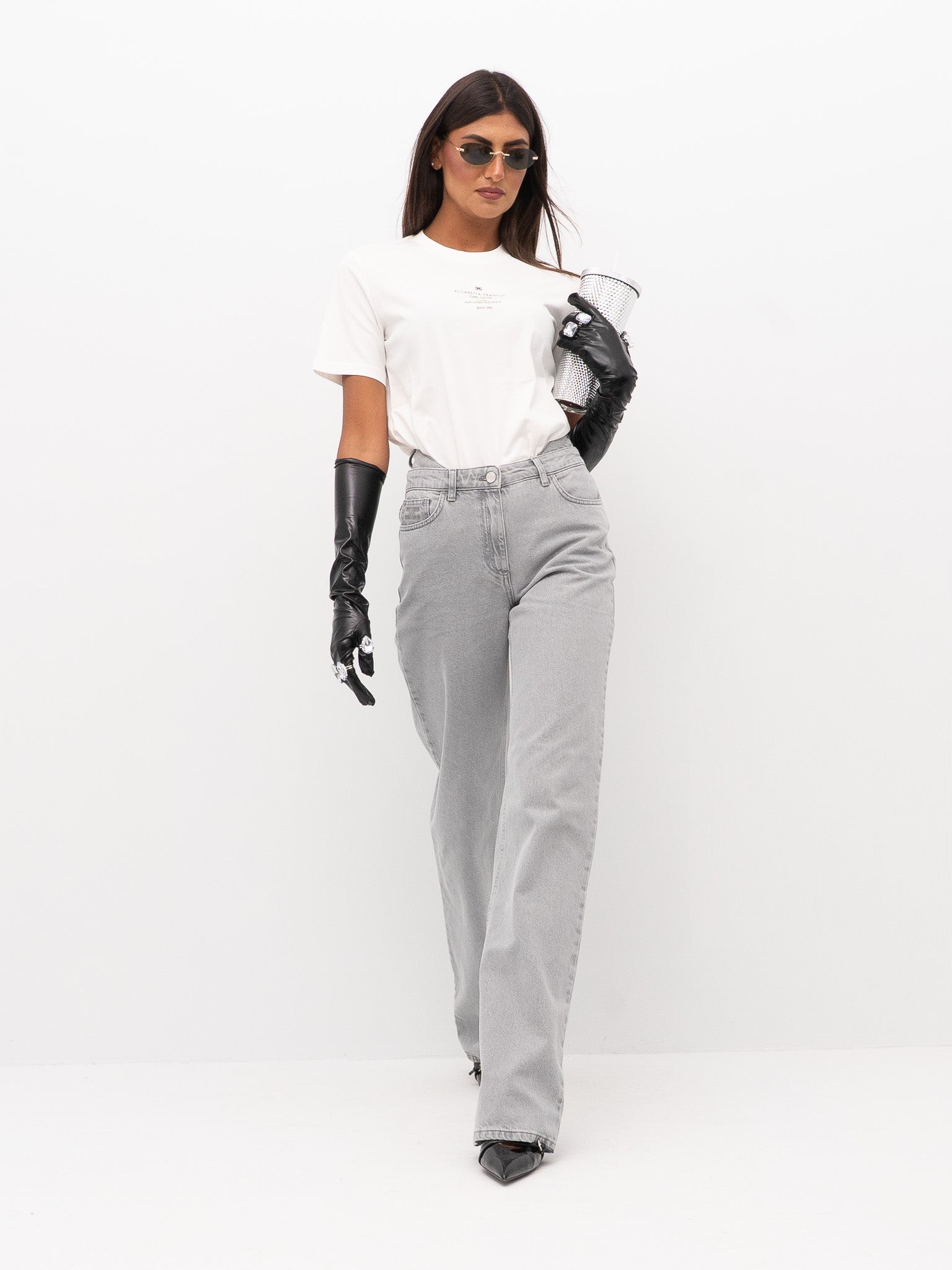 【Elisabetta Franchi】マクロロゴ入りジャージTシャツ T-SHIRT ELISABETTA FRANCHI MA63D56E2 – Niklo Boutique